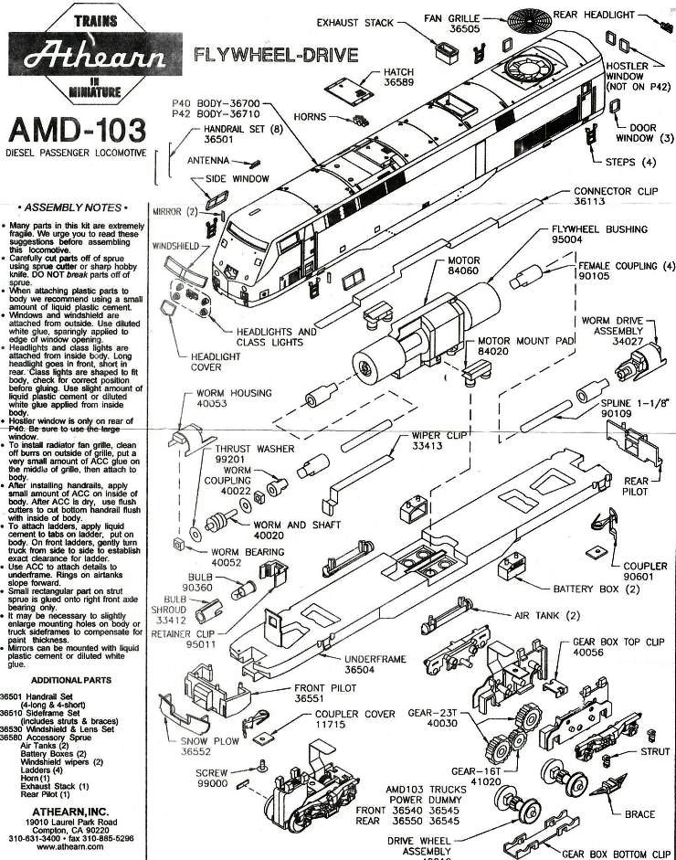 AMD-103 RTR Assembly/Parts list... - Model Railroader